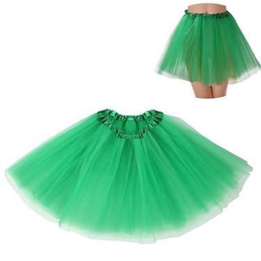 Imagem de Saia tutu BFONS de tule de 3 camadas para mulheres verde