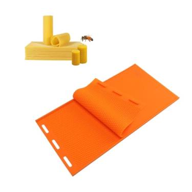 Imagem de 2 Folhas De Suprimentos De Apicultura De Cera De Abelha De Silicone De 5,4 Mm Para Apicultores, Folhas De Favo De Mel E Prensa De Base De Cera De Abelha Em Relevo, Cor Laranja