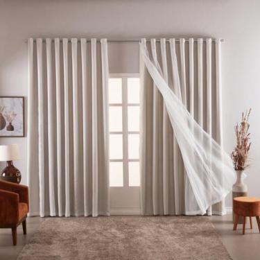Imagem de Cortina Blackout Luxo 6,00x2,70 com Voal Tecido Liso Grande - ENTROU C