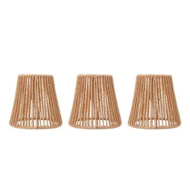 Imagem de Sombra da Lâmpada de Vime, 3 PCs Lampes de Lustre de Lustres de Lustres de Lustres de Lustres Com Três Tons Requintados Criados para Aprimorar Sua Experiência de Iluminação para