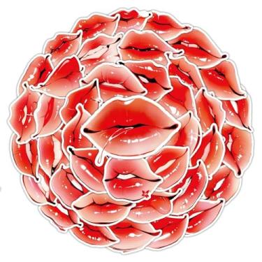 Imagem de Pacote com 50 adesivos labiais de vinil para laptop à prova d'água para garrafas de água, skate, computador, carros, bagagem, telefone, grafite, pacote de adesivos para adolescentes, meninas, crianças