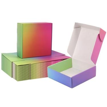 Imagem de DEZIBOX Caixas De Remessa 8X8X3 Para Embalagem, Pacote Com 30 Papelão Ondulado Arco-Íris Correspondência, Pequenas Empresas, Remessa, Correspondência
