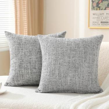 Imagem de oecoel Capas De Almofadas Decorativas 45X45 Cm, Supermacias, Estilo Fazenda Moderna Com Textura Rústica, Almofada Para Área Externa, Sofá E Sala Estar, Conjunto 2, Cinza Prateado