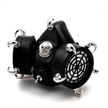 Imagem de Máscara de gás steampunk cravejada de chifre crânio cosplay masculino/feminino preto