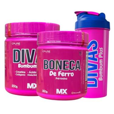 Imagem de Kit Rainha do Shape Pré-treino Boneca de Ferro + Creatina Divas Bumbum Plus - Divas Bumbum Plus (300g, Tangerina Rosa)