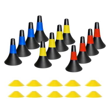 Imagem de TNZMART Cones de agilidade flexíveis de 22,5 cm para treinamento de basquete esportivo e futebol, cones para exercícios de velocidade de basquete e futebol (multicolorido, 12 peças)