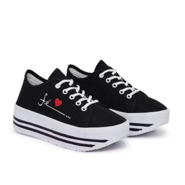 Imagem de Tênis Feminino Casual Fé Confortável Leve Macio Salto Plataforma - SEM