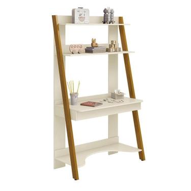 Imagem de Estante Escrivaninha Simba Areia Fosco Com Pés Amadeirado - Reller Móveis Areia Fosco