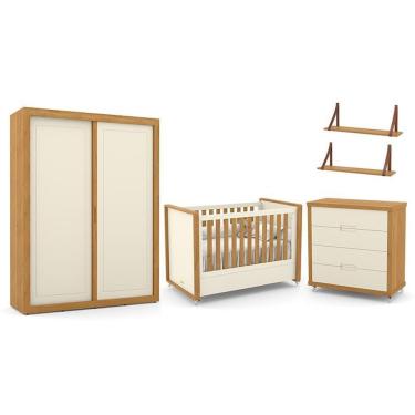 Imagem de Dormitório Tutto New 2 Portas, Cômoda, Berço Off White-freijó E Prateleiras - Matic Móveis Off White-freijó