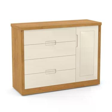 Imagem de Cômoda Infantil Tutto New 1 Porta E 4 Gavetas Freijó-off White - Matic Móveis Freijó-off White