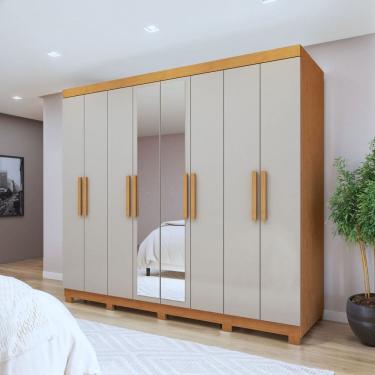 Imagem de Guarda-roupa 8 Portas 100% Mdf Andara Amêndoa Clean/Off White