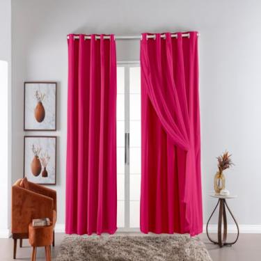 Imagem de Cortina Com Blackout PVC Com Tecido 4.00 Metros 4.20 M X 2.50 M (Pink)