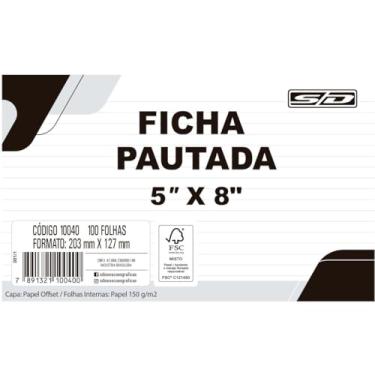 Imagem de Ficha Pautada 5X8 12,7X20,3Cm Pct/100 107724