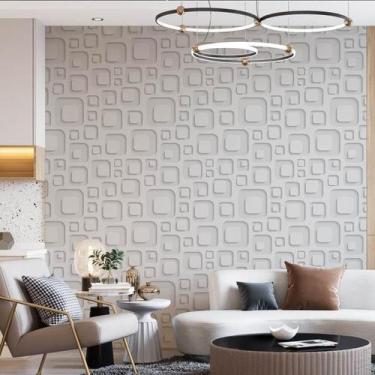 Imagem de Kit 3 Rolos Papel De Parede Adesivo Abstrato 3D Branco 3,0M - Gh Papel