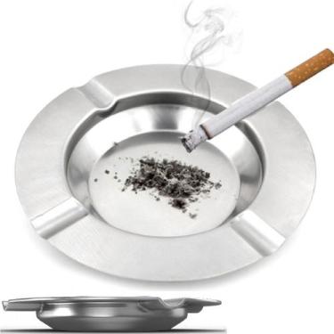 Imagem de Cinzeiro Em Lata Metal Folha Flandres Inox Bar Restaurante REDONDO - C