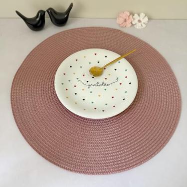 Imagem de Kit 4 Lugares Jogo Americano Redondo Descanso Prato Sousplat Supla De Mesa Posta Jantar (Rosa Empoeirado AG)