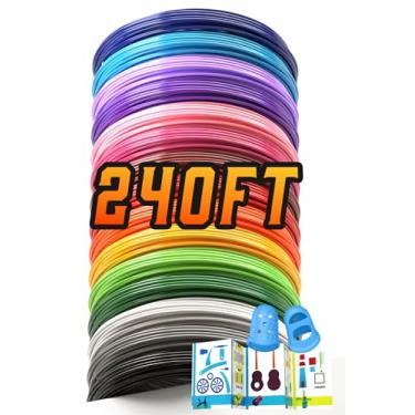 Imagem de Recargas de filamento de caneta 3D 15 cores, 4,9 m por cor, total de 73,2 m, 1,75 mm, filamento compatível com caneta 3D SCRIB3D MYNT3D, vem com 2 tampas de dedo e guia de desenho [caneta 3D não