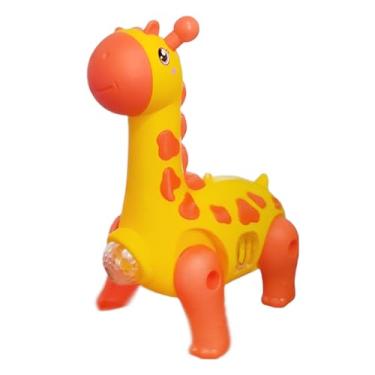 Imagem de Girafa Dançante Infantil com Luz e Som, Brinquedo Educativo, Amarelo e Laranja, 16x12x6,5cm