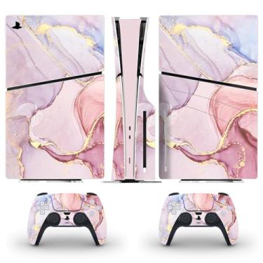 Imagem de Skin Sticker Compatible with PS5 Slim Disc Console and Controller, Protective Vinyl Decal Game Accesorries Cover Wrap (Pink)