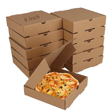 Imagem de SHUESS Pacote Com 30 Caixas De Mini Pizza Papelão Ondulado Kraft 6" 6", 6,3 X 1,57", Embalagens Pequenas Para Viagem, Pizza, Bolo, Biscoitos E Alimentos