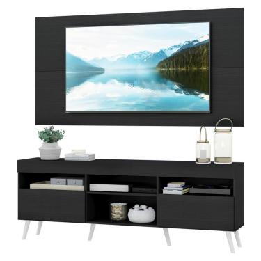 Imagem de Rack Com Painel E Suporte Tv 65" Retrô Londres Multimóveis V3347 Preto/Branco Preto/Branco