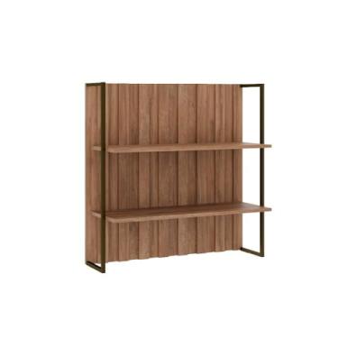 Imagem de Aéreo Ripado Mdf com Prateleiras e Tubo Ouro Velho Carraro (Nogal)