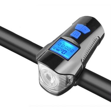 Imagem de Farol Bike Recarregável Medidor Bateria Buzina C/ Velocidade - Hackz