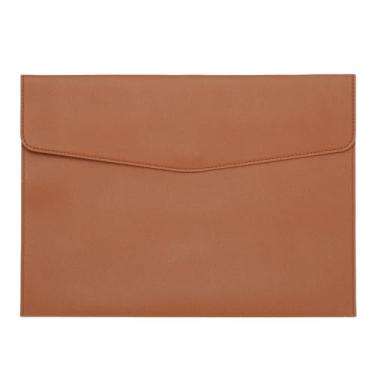 Imagem de PATIKIL Pasta de arquivo A4 de couro PU, organizador de documentos, pasta de envelope com fecho de pressão para recibo de carta estilo 2, marrom