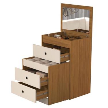 Imagem de Penteadeira Bancada de Maquiagem Compacta Espelho e Nichos Organizador