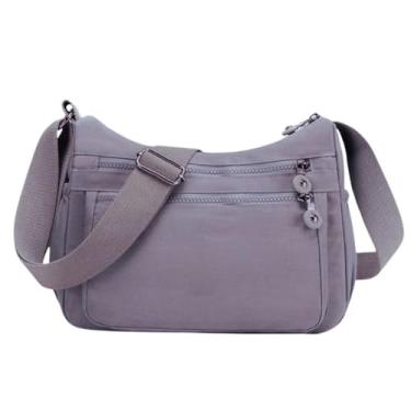 Imagem de Bolsa Feminina Transversal Impermeável Nylon Casual 5 Compartimentos Escola Trabalho Faculdade Academia Cores (Lilás)