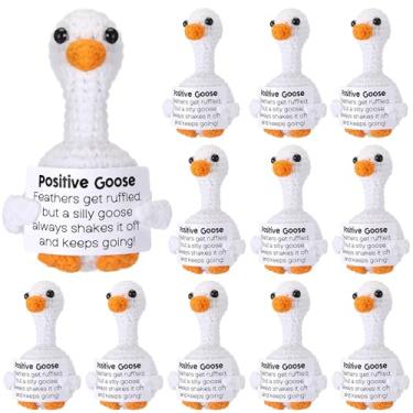 Imagem de 12 Pcs Goose Crochet Gifts Bulk Positive Handmade Mini Animals with Emotional Cards Goose Stuffed Inspirational Birthday Gift for College Friend Coworkers Women School Office(Long Neck,3.15 Inch)