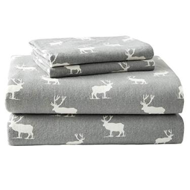 Imagem de Eddie Bauer - Lençóis Queen, conjunto de cama de flanela de algodão, escovado para maciez extra, decoração de casa aconchegante (Elk Grove, Queen)