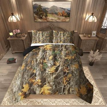 Imagem de Erosebridal Conjunto de edredom camuflado rústico de fazenda, para crianças, meninos e adolescentes, camuflagem ocidental, edredom completo, cabana de caça, chalé, para decoração de quarto, marrom