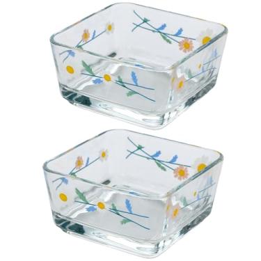 Imagem de Ivymei Tigela pequena de sobremesa floral para doces, mini tigela de vidro quadrada para lanche seu sorvete, mergulho, acompanhamentos (branco)