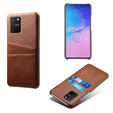Imagem de Capas Compatível com Samsung Galaxy M80s,Caso de couro PU-Tampa de telefone a prova de choque com 2 slots de cartão,Proteção anti-impressão digital e anti-gota-Brown