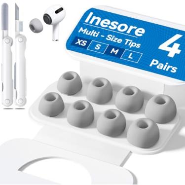 Imagem de 4 pares de pontas auriculares de substituição para AirPods Pro 2ª/1ª geração com caixa de armazenamento portátil, orifício de redução de ruído com tela protetora de poeira integrada, pontas