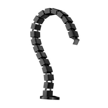 Imagem de KiBcsLic Kit de gerenciamento de cabos de vértebras, canaleta de cabos, fácil de instalar, flexível, coluna de fios, manga de cabo, tubo de enfiamento de fios, Preto