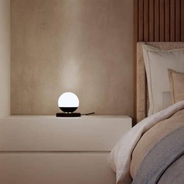 Imagem de Luminaria Abajur De Mesa Quarto Decorativo Solteiro Casal Infantil Lampada Incluso (Preto Globo Fosco)