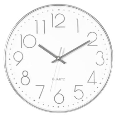 Imagem de Relogio de Parede Decorativo Grande 30cm Silencioso para Sala Cozinha Escritorio Recepcao (PRATA)
