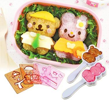 Imagem de Molde de arroz, desenho animado, urso, coelho, molde de bento, algas marinhas, cortador de expressão nori, acessórios de bento, faça você mesmo, utensílios de cozinha para refeições de bebês e