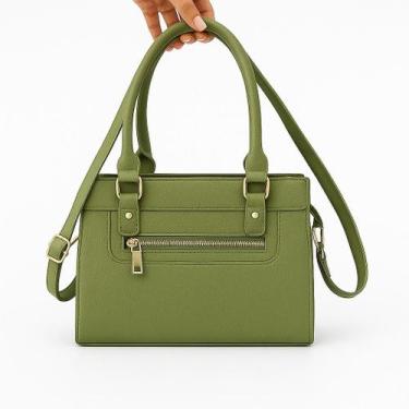 Imagem de Bolsa Feminina Chique Estruturada com Alça Dupla e Zíper Dourado Ideal