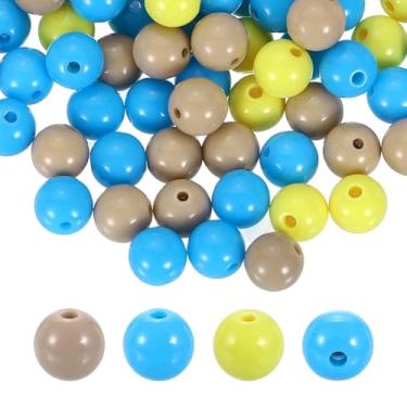 Imagem de HARFINGTON 100 contas redondas de acrílico azul claro 10 mm de diâmetro 1,9 mm furo de resina plástica bolas lisas contas soltas para fazer joias, pulseiras, colar, brincos, faça você mesmo