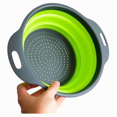 Imagem de Escorredor de Silicone Dobrável para Macarrão e Vegetais – Praticidade com Design Inovador (Verde)