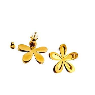 Imagem de Brinco De Princesa Flor Dourada em Aço Inox