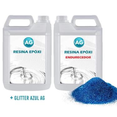 Imagem de Resina Epóxi 1KG + Glitter Azul  AG - Resinas ag