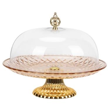 Imagem de Boleira de Plástico com Pé e Tampa, Queijeira, Boleira com Tampa, Porta Bolo, Prato para Bolo com Tampa, Prato de Bolo, 29.5x29.5x22.5cm