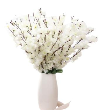 Imagem de 2 Buques Pessegueiro Flor Cerejeira Artificial Decoração (2 BUQUES BRANCO)