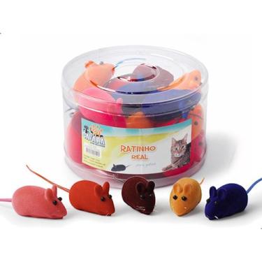 Imagem de Brinquedo Gatos Filhotes Pets Pote C/24un Ratinho Colorido - Pote - SA