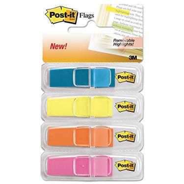 Imagem de Marcadores de Texto Adesivos Post-it Flags Reposicionáveis 4 Cores 11,9 mm x 43,2 mm,140 folhas