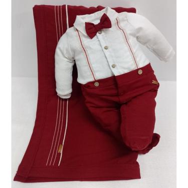 Imagem de Saída Maternidade Luxo Bebê Menino Malha Linho Paraiso 16899